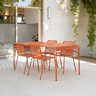 Gaby - Gartenmöbel-Set aus Metall orange, 4-Sitzer