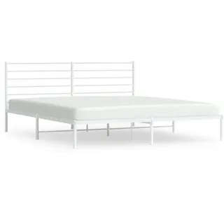 vidaXL Bettgestell mit Kopfteil Metall Weiß 180x200 cm - Weiß