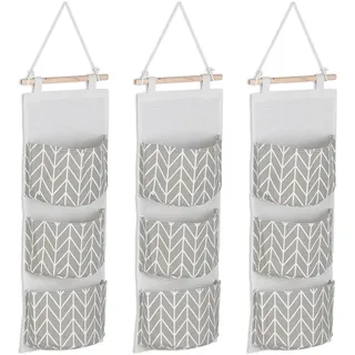 Relaxdays Hängeorganizer 74 x 20 cm 3-tlg. grau