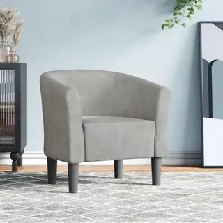 Hellgrauer Clubsessel aus Samt, 70 x 56 x 68 cm, modernes Design mit Kiefernholzgestell und bequemer Polsterung für Wohnzimmer, Schlafzimmer und Büro