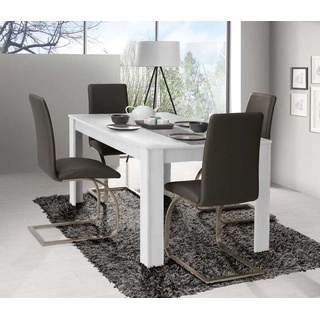 Forte Dining Tables Esstisch, Holzwerkstoff, Betonoptik Lichtgrau Weiß, 90 x 160 x 74,7 cm