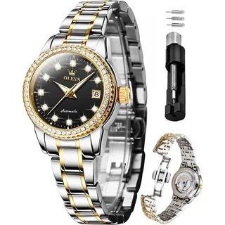 s und elegantes Diamant Frauen Uhr Automatische Mechanische Luxus Kleid Klassische Edelstahl Armband Damen 30 m wasserdicht