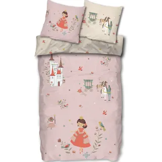 SkyBrands Bettwäsche Prinzessin 135x200 [mit Beutel] Einhorn Mädchen Bettwäsche Baumwolle 2 TLG. 1x Bettbezug 1x Kissenbezug