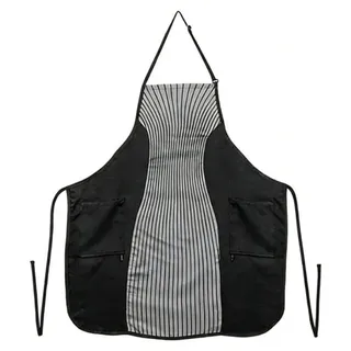 INF Hängende Polyester-Schürze – Schwarze fleckenresistente Latzschürze für Salon, Küche, Restaurant und Bastelarbeiten