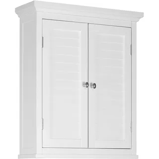 Badschrank Badmöbel Weiß Holzschrank Doppeltür Wand Badezimmer Teamson ELG-583