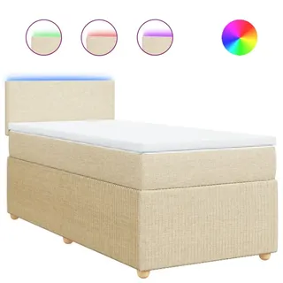Boxspringbett mit Matratze Creme 80x200 cm Stoff - Creme
