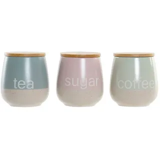 Gefäß DKD Home Decor Blau grün Rosa 10 x 10 x 16 cm (3 Stück) - Blau