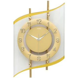 AMS 5505 analoge Funk-Wanduhr mit Mineralglas, geschwungen, golden
