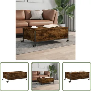 The Living Store Couchtisch mit Rollen Räuchereiche 91x55x34 cm Holzwerkstoff - Braun