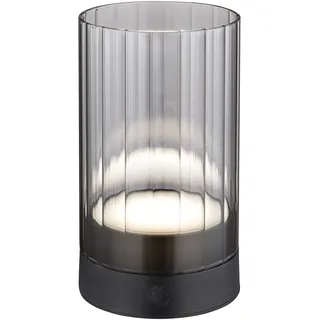 LED Außenleuchte, Tischlampe, rauch, Touchdimmer, Akku H 14 cm - Grau, Schwarz