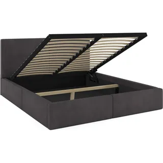 Interbeds Polsterbett 160x200cm Bett Doppelbett mit Stauraum mit Lattenrost Bettkasten Boxspringbett hydrophob gepolsterter Bettrahmen - Grau