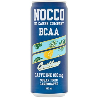 NOCCO BCAA Caribbean 24 x 330ml | Proteinreiches Energy - Getränk ohne Zucker | No Carbs Company | Vitamin- und Koffein-Boost | Kohlensäurehaltige Sportgetränke für Muskelleistung und - regeneration