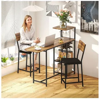 Homcom Bartisch mit Barhocker Set rund 80 x 110 cm Braun