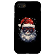 Hülle für iPhone SE (2020) / 7 / 8 Weihnachtsmütze für Katzen, Nikolausmütze, Weihnachten