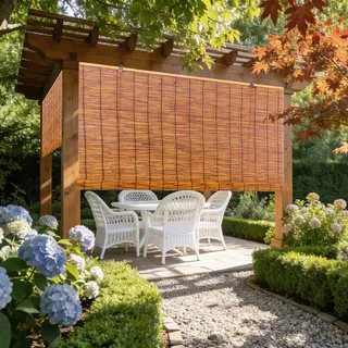 Natur Bambusrollo 60 70 80 90 100 110 120 140 160cm Breite Bambusrollo Wetterfest Aussen Schilfrohrrollo Natur Sonnenschutz Sichtschutz Rollo Outdoor Für Türen und Fenster(Carbonized,B120 x H80 cm)