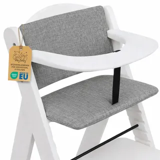 Sitzverkleinerer für Hochstuhl Baby Sitzkissen Stuhl 2-teilig - Kinder Sitzauflage für Hauck und Stokke Kinderhochstuhl High Chair Cover für Treppenhochstuhl und Babystuhl Oeko-Tex Grau