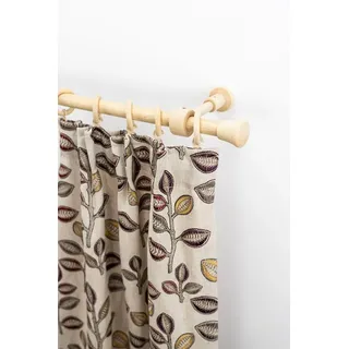 GARESA Gardinenstange Sandri Vollrund, Endknopf Reno, 1-läufig, Wunschmaßlänge, mit Bohren, verschraubt, Holzwerkstoff, Vorhanggarnitur aus Holz, verlängerbar, mit Ringe beige 180 cm