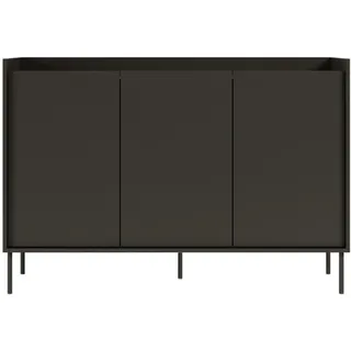 Selsey Sideboard Tovi Schwarz / Holzoptik Nussbaum 140 cm , Metall , 3 Fächer , Rechteckig , 139.8x95.5x36.4 cm , Kleinmöbel, Kommoden, Sideboards