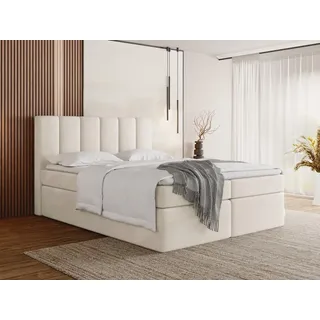 WFL GROUP Boxspringbett 140 x 200 cm Creme/Beige