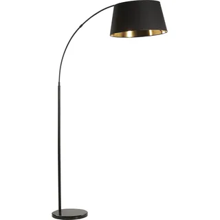 BELIANI Stehlampe Schwarz 197 cm aus Metall mit Stoffschirm langes Kabel mit Schalter Bogenlampe Marmorsockel Modernes Design - Schwarz, Kupfer