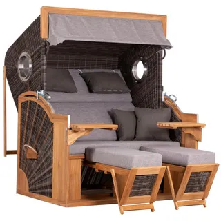 Strandkorb , Holz , Teakholz , Uni , 150x165x92 cm , Gartenmöbel, Gartenschaukeln, Strandkörbe