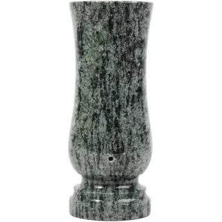 Grab-Vase aus Granit Oliven grün mit Abflussloch