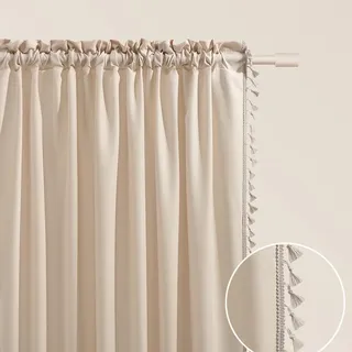 room99 Vorhang mit Kräuselband Lara 140 x 260 cm Breite x Höhe Schiebegardinen Modern Curtain Wohnzimmer Schlafzimmer Creme, 1 Stück