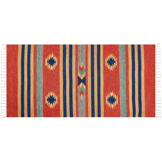 Beliani Hatis Kelimteppich 80 x 150 cm Mehrfarbig