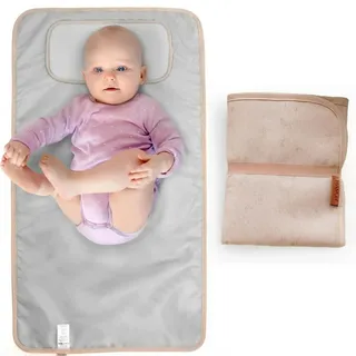 HAMUR HOME Tragbare Wickelunterlage Wasserdichte 40 x 70 cm Wiederverwendbare Baby Wickelauflage Maschinenwaschbar für Unterwegs Wickel Clutch (Einfarbig Beige)