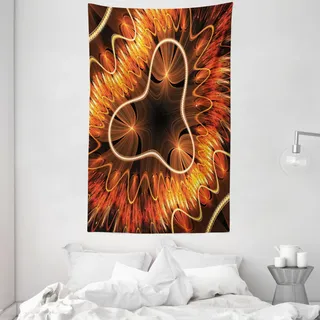 ABAKUHAUS Fractal Wandteppich und Tagesdecke, Elektromagnetische Wellen aus Weiches Mikrofaser Stoff Waschbar ohne Verblassen Digitaldruck, 140 x 230 cm, Zinnoberrot Braun