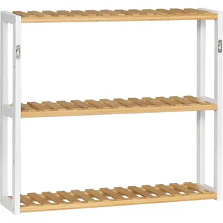 Wandregal aus Bambus - 3 Ebenen - Für Bad und Wohnzimmer - 60×15×54 cm - Naturholz