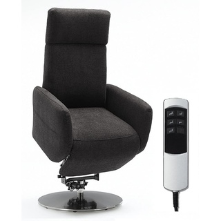 Cavadore TV-Sessel Cobra mit 2 E-Motoren und Aufstehhilfe / Elektrisch verstellbarer Fernsehsessel mit Fernbedienung / Relaxfunktion, Liegefunktion / bis 130 kg / S: 71 x 108 x 82 / grau