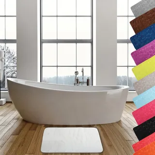 MSV – Mikrofaser-Badematte „Pebble“ – Erhöhte Sicherheit – rutschfeste Unterseite – Für Badezimmer – Zielgruppe: Kinder und Senioren – 40 x 60 cm – Weiß