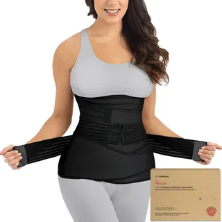 KeaBabies Revive 3 in 1 Postpartum Gürtel für Damen -Bauchgurt nach Geburt Kaiserschnitt,Rückbildungsgürtel nach Geburt,Bauchband nach Geburt,Bauchgurt Schwangerschaft (Midnight Black, M/L)