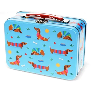 Rex London Metallköfferchen Sausage Dog Metall Box Dackel-Motiv für Kinder ab 3 Jahre