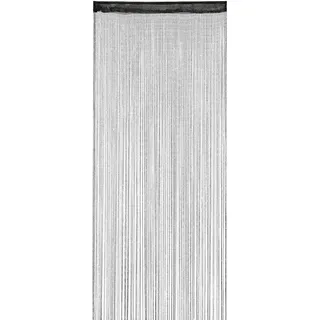 Relaxdays Fadenvorhang Glitzer, 90x245 cm, kürzbar, Tunneldurchzug, für Türen & Fenster, waschbar, Fadengardine, schwarz (Packung mit 6)