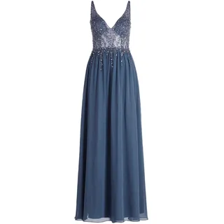 Abendkleid VERA MONT "Abendkleid mit Stickerei", Damen, Gr. 40, EURO, blau (blau stone), 100% Polyester PES., Kleider Abendkleid