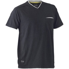 Bisley Workwear UKBK1933_BCCG Flex & Move Baumwolle T-Shirt V-Ausschnitt Kurzarm - Charcoal Marle, L