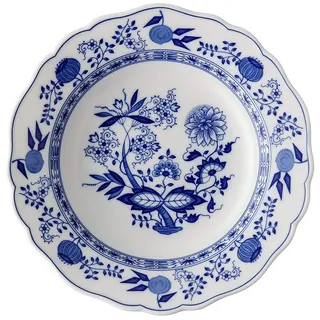 Hutschenreuther Blau Zwiebelmuster Suppenteller m. Fahne 23 cm