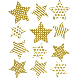 Avery Zweckform 12 Fensterbilder Weihnachten Sterne gold (Made in Germany, selbstklebende Fenstersticker, Weihnachtsdeko Fenster, Fensterfolie ablösbar, beglimmert) 1 Bogen/12 Fensteraufkleber, 52951