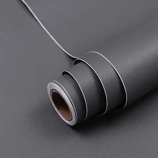 Hode Klebefolie Grau Möbelfolie Matt 90x600cm für Möbel Wand Schränke Schreibtisch Vinyl Wasserdicht Modern Selbstklebende Folie Dunkelgrau Tapeten