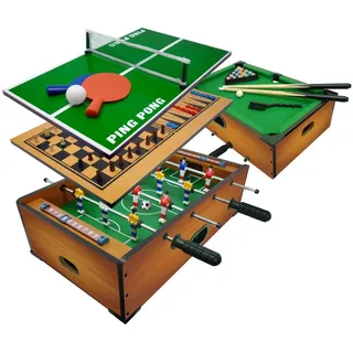 Sport1 Multigioco 6 in 1 Tischfußball - Tischfußball 6 gegen 6 Ausgänge/Tischtennis/Billardtisch/Schach/Dame &amp; Backgammon 51 x 31 x 16 cm
