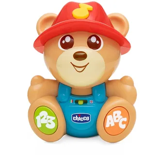 Chicco Bear Teddy der Freund Bär, interaktives Spielzeug, zweisprachiges Spiel, 2 Spielstufen, lehrt Kinderreime, Zahlen, Buchstaben und Namen der Tiere, 6-36 Monate