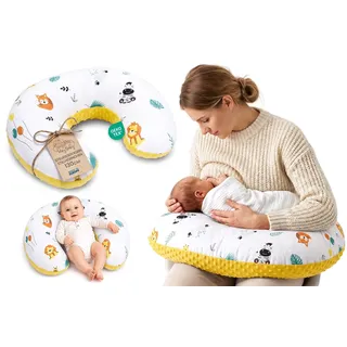 Totsy Baby Stillkissen klein Mond Minky 130 cm - Nursing und Breastfeeding Pillow Stillmond Stützkissen Stillhörnchen kleines Still Kissen und Lagerungskissen beim Stillen Oeko-Tex Safari