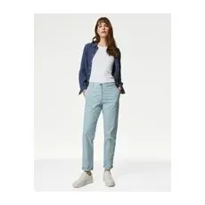 Womens M&S Collection Cotton Rich Tea Dyed Slim Fit Chinos - Ice Blue, Ice Blue - 22-REG