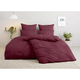 Bettwäsche OTTO HOME "Desner", rot (bordeaux), B/L: 135cm x 200cm, 1 Stk., 1 Stk., Microfaser, B/L: 80cm x 40cm, 2, Microfaser, Obermaterial: 100% Polyester, Bettwäsche, Bettwäsche, Premium Qualität, 100 % Polyester, sehr weich, uni, ab 135x200 cm
