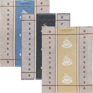Kracht Geschirrtuch "Espresso" 3er-Pack Halbleinen Kaffee Größe 50x70 cm