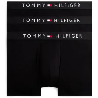 Boxer, Herren, Gr. XXL (56), 3 Stk., 3x schwarz, Webqualität, Obermaterial: 95% Baumwolle, 5% Elasthan, TOMMY HILFIGER UNDERWEAR, unifarben, körpernah, Unterhosen Boxer, 3er Pack, mit Stretch