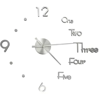 vidaXL 3D-Wanduhr Modernes Design Silbern 100 cm XXL - Silber