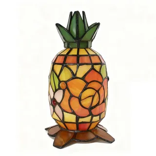 GDLight Tiffany-Tischlampe Stil Buntglas Nachtlichter Cartoon Ananas Schreibtischlampen für Zuhause Schlafzimmer Wohnzimmer Büro Café Bar, E14,Beige